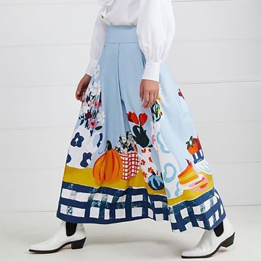 Binny Novelty Arrangement Gardeners Hats Maxi Skirt Painted Floral Vase 12